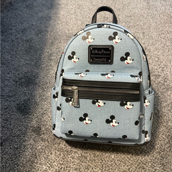 Loungefly Mickey Mouse Denim Backpack - Picture 1 of 5